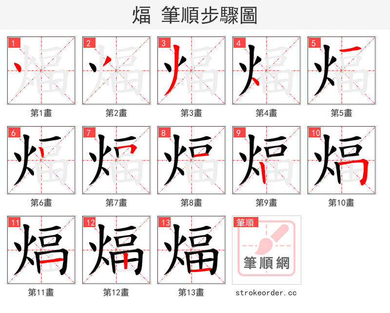 煏 的笔顺分步演示