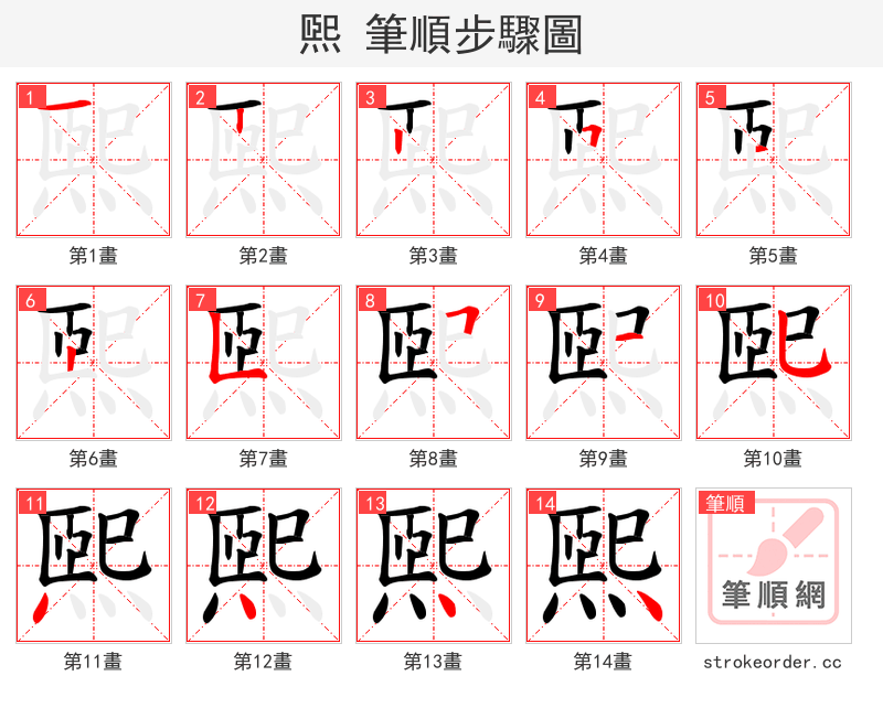 煕 的笔顺分步演示