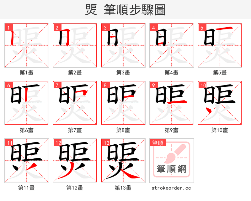煚 的笔顺分步演示