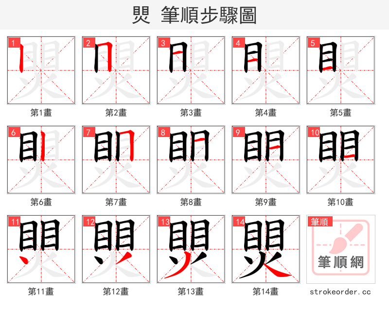 煛 的笔顺分步演示