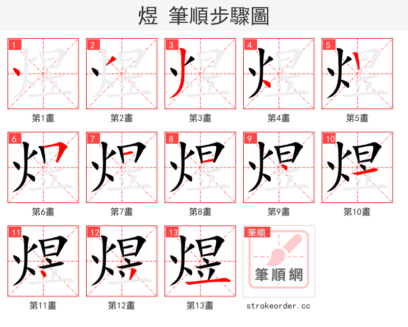 煜 的笔顺分步演示