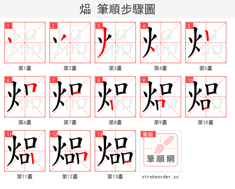 煰 的笔顺分步演示