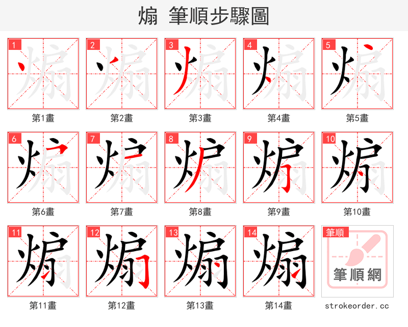 煽 的笔顺分步演示