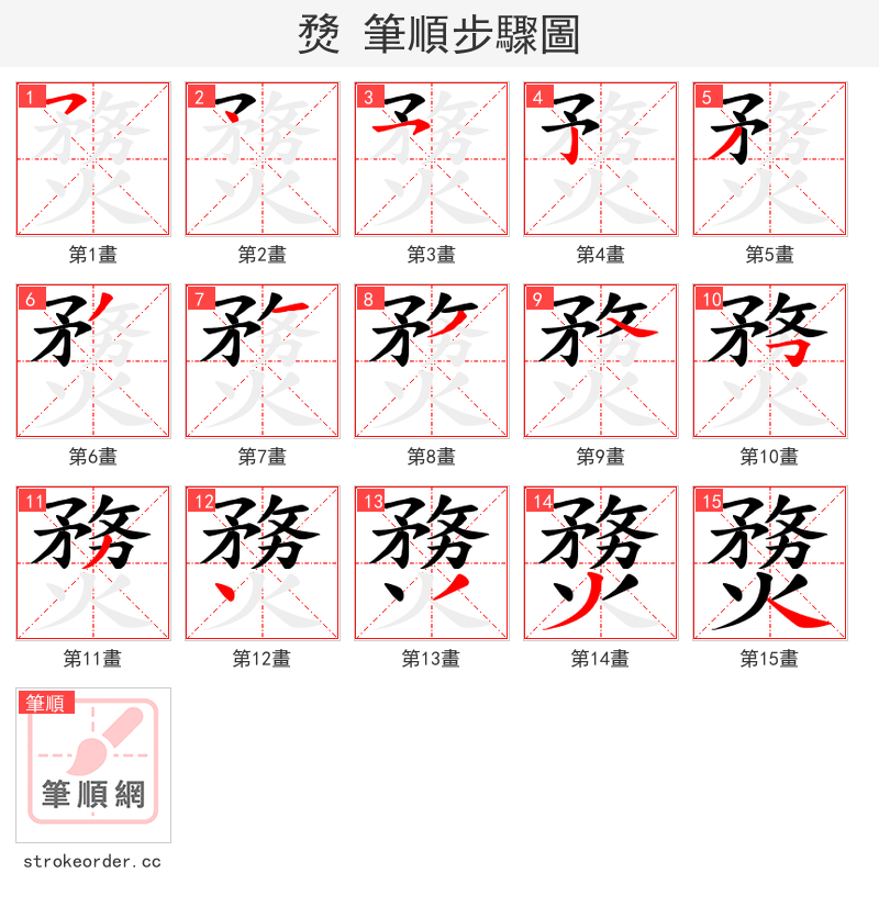 熃 的笔顺分步演示