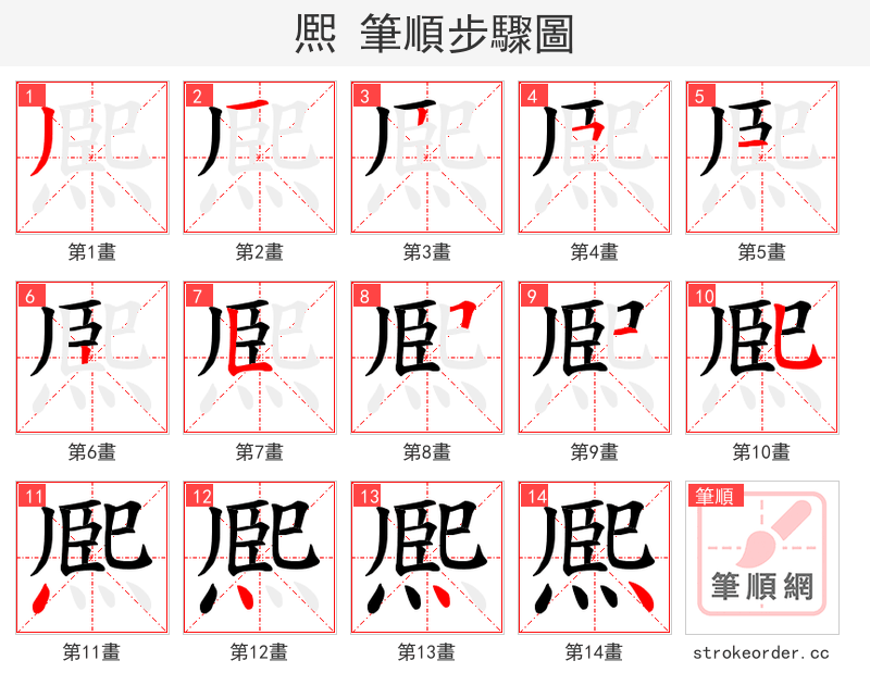 熈 的笔顺分步演示
