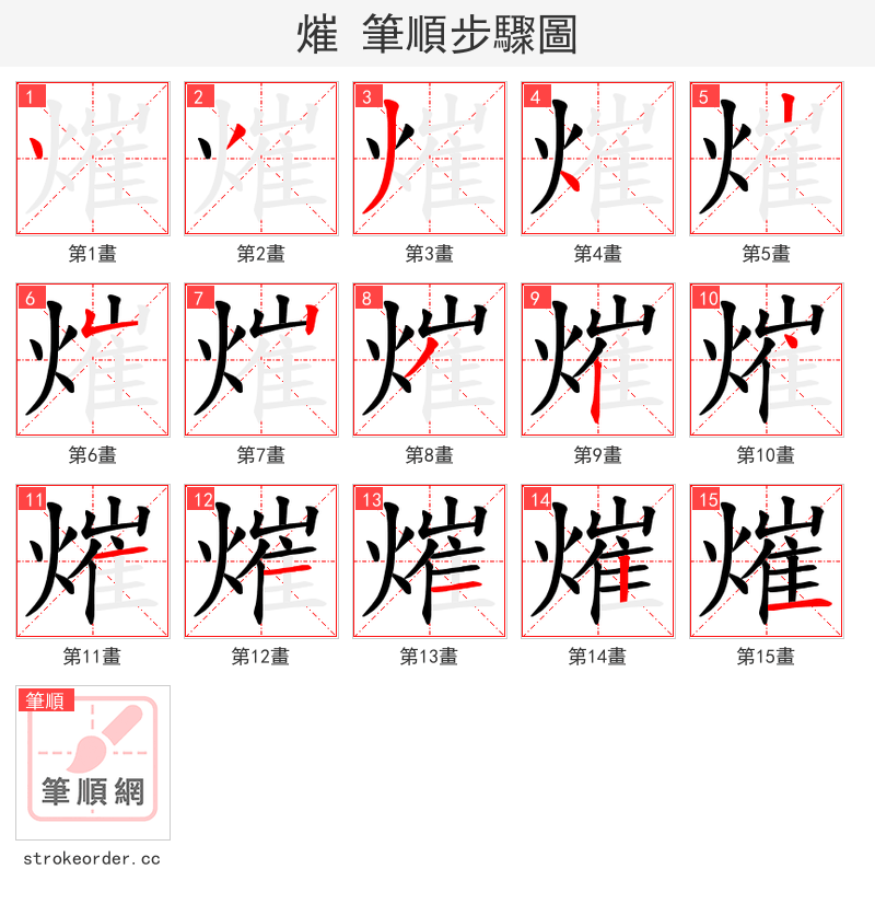 熣 的笔顺分步演示