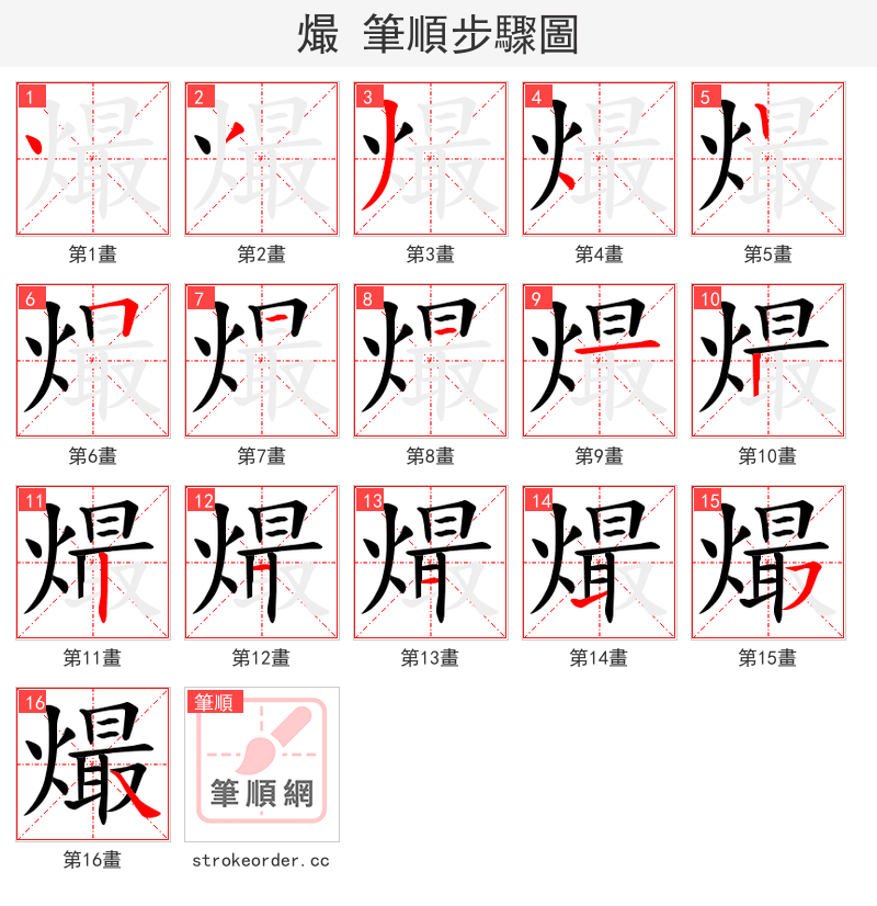 熶 的笔顺分步演示