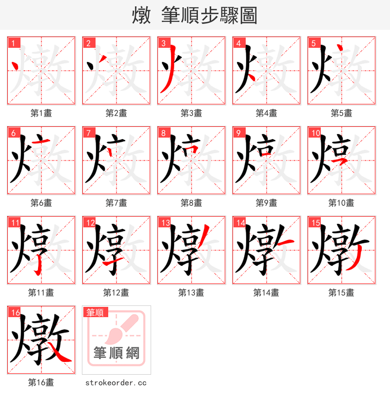 燉 的笔顺分步演示