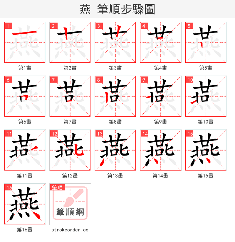 燕 的笔顺分步演示