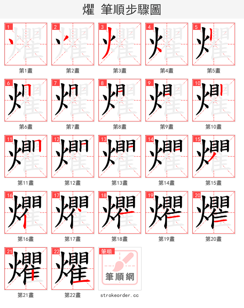 爠 的笔顺分步演示