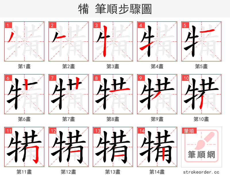 犕 的笔顺分步演示