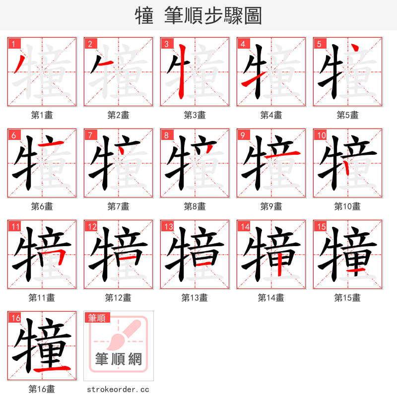 犝 的笔顺分步演示