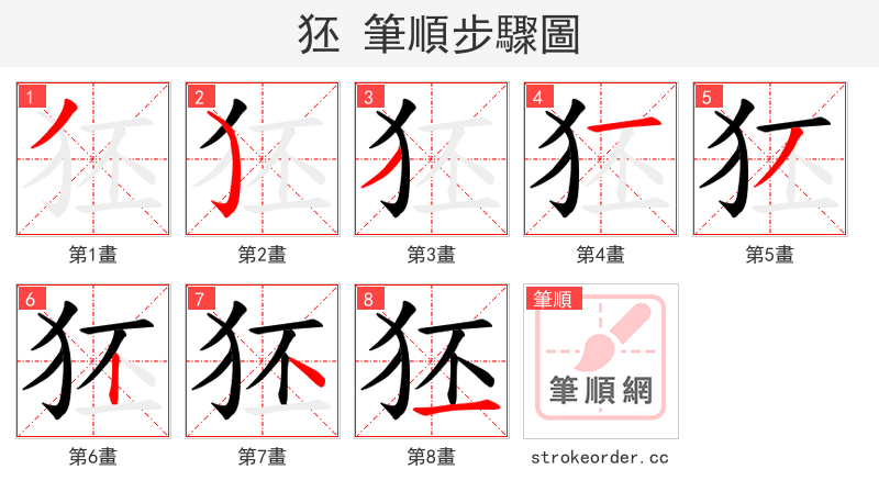 狉 的笔顺分步演示