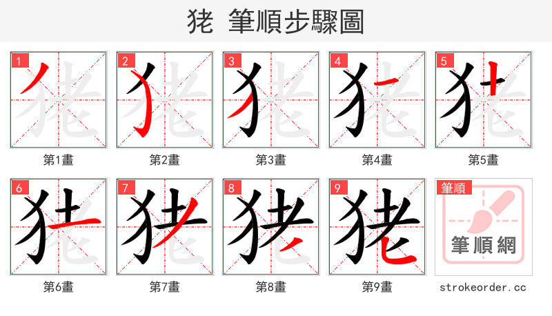 狫 的笔顺分步演示
