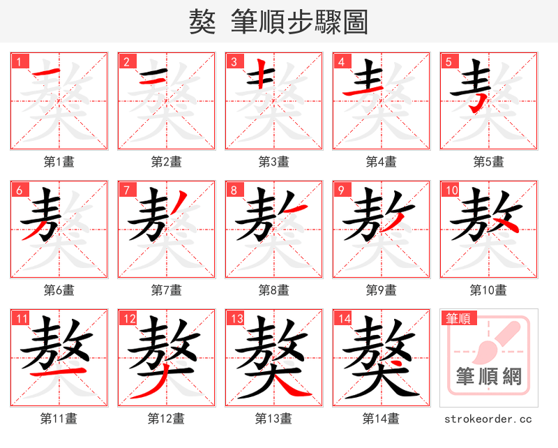 獒 的笔顺分步演示