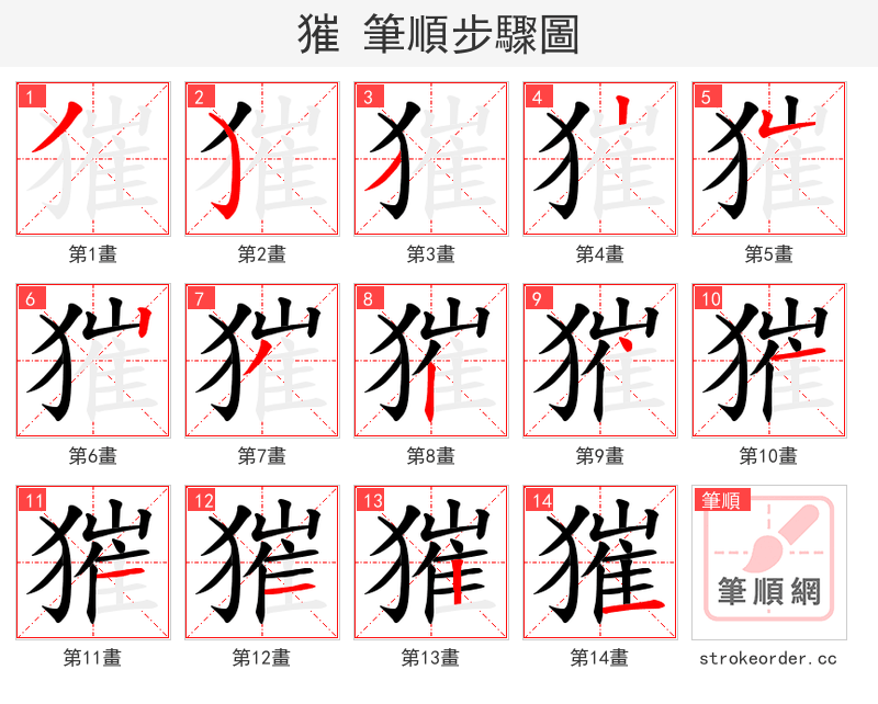獕 的笔顺分步演示