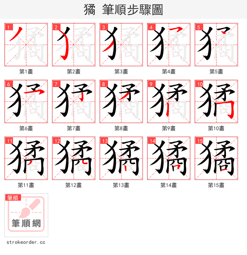 獝 的笔顺分步演示