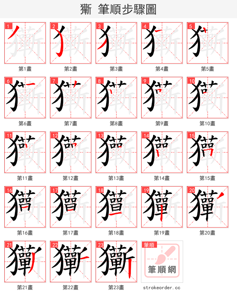 玂 的笔顺分步演示