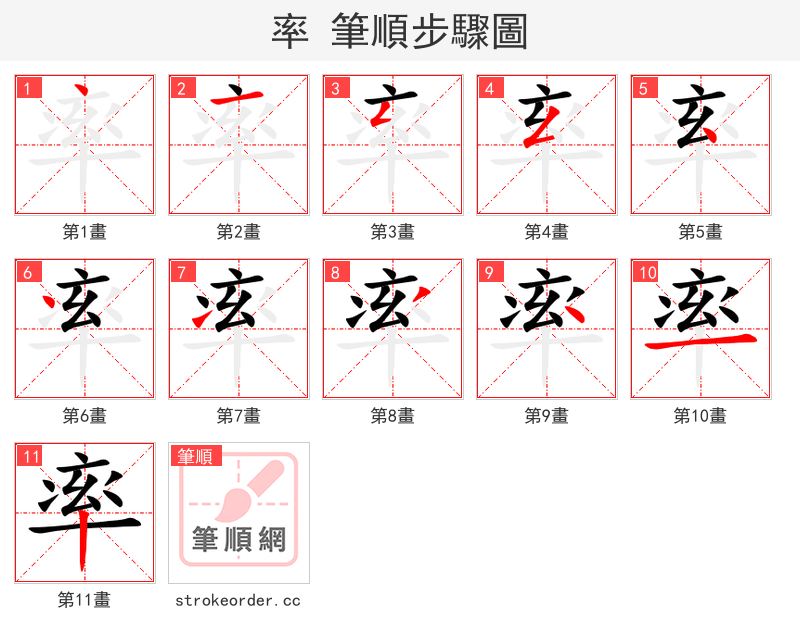 率 的笔顺分步演示