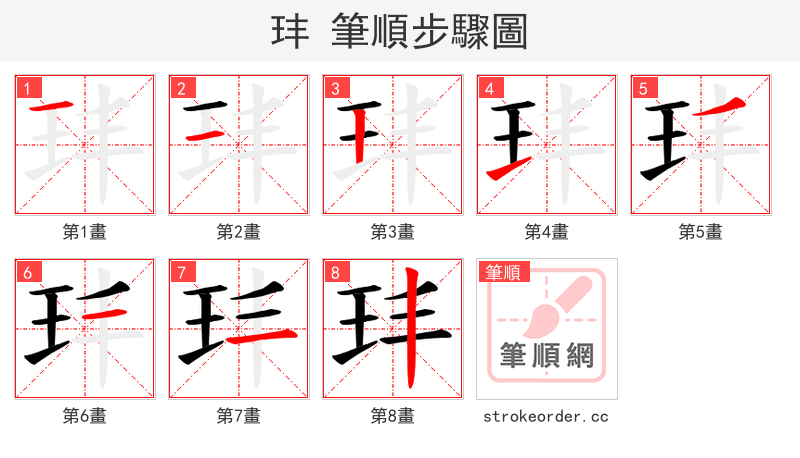 玤 的笔顺分步演示