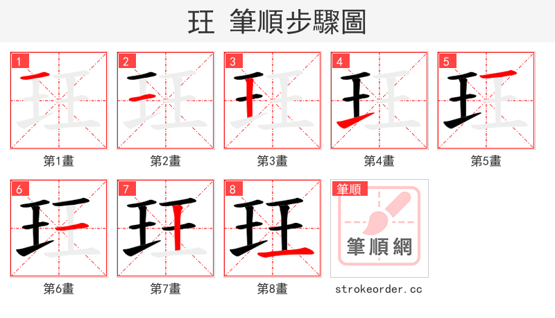 玨 的笔顺分步演示
