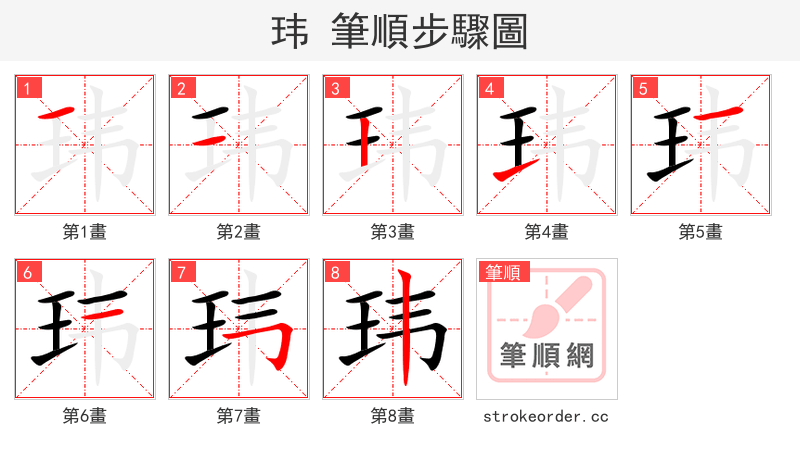 玮 的笔顺分步演示