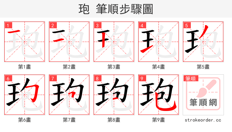 玸 的笔顺分步演示
