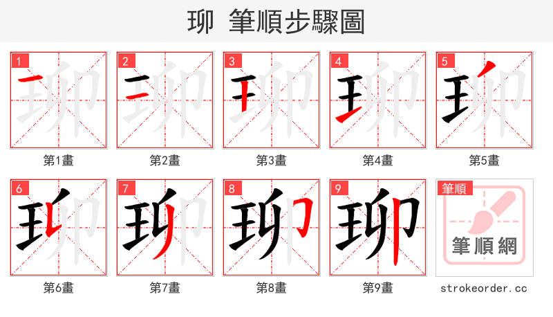 珋 的笔顺分步演示