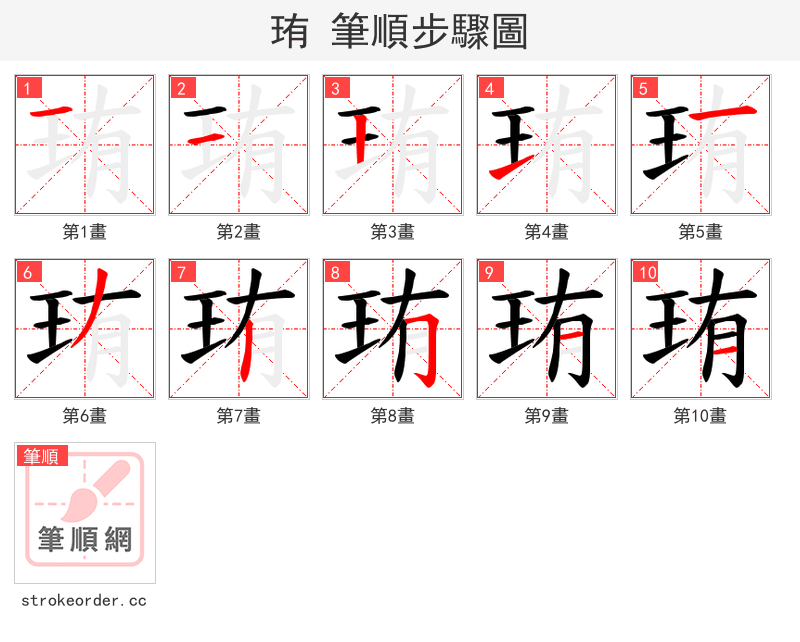 珛 的笔顺分步演示