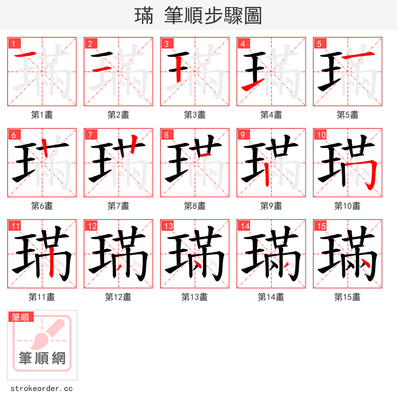璊 的笔顺分步演示