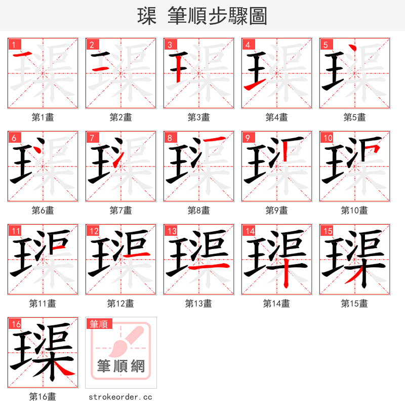 璖 的笔顺分步演示