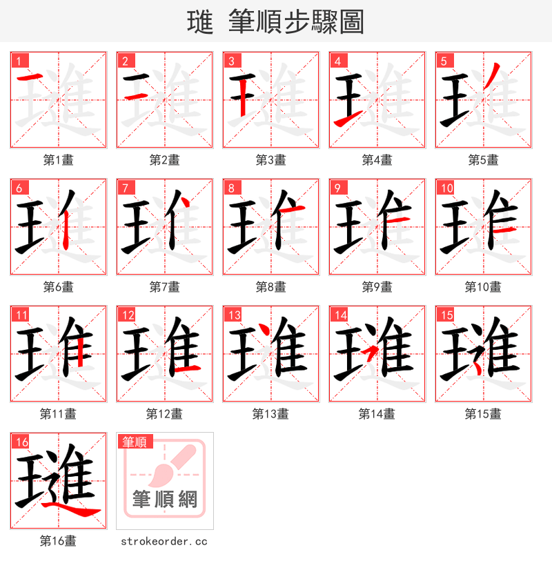 璡 的笔顺分步演示