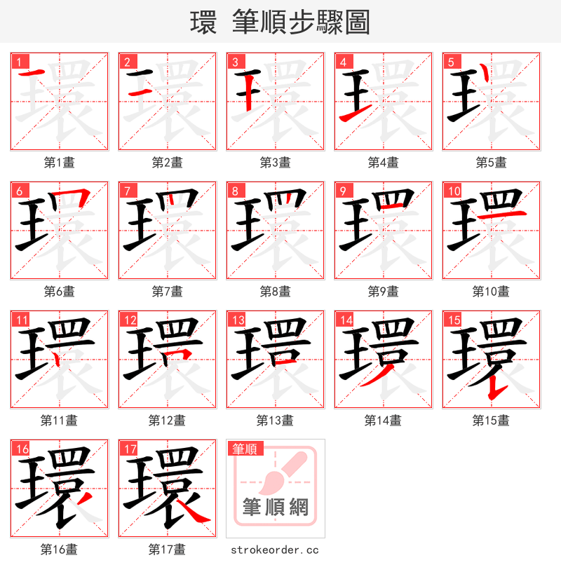 環 的笔顺分步演示