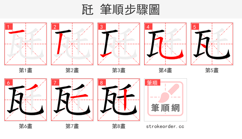 瓩 的笔顺分步演示