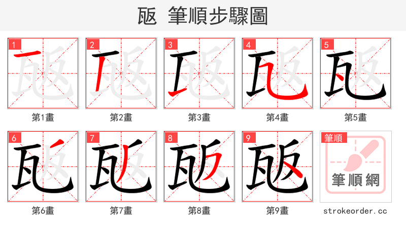 瓪 的笔顺分步演示