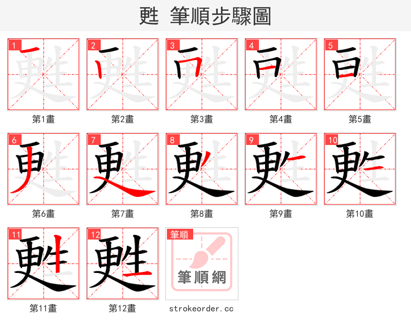 甦 的笔顺分步演示