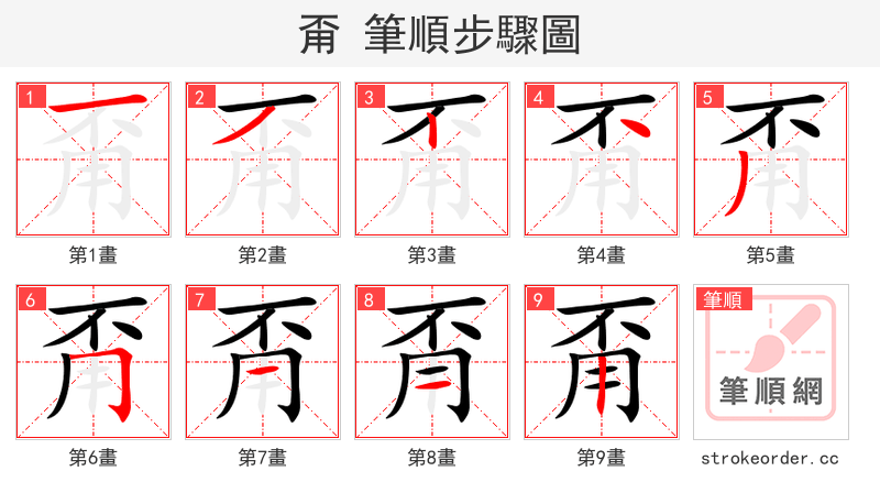甭 的笔顺分步演示
