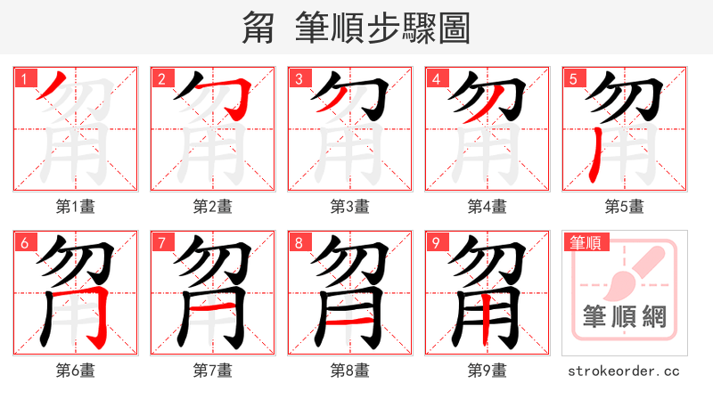 甮 的笔顺分步演示