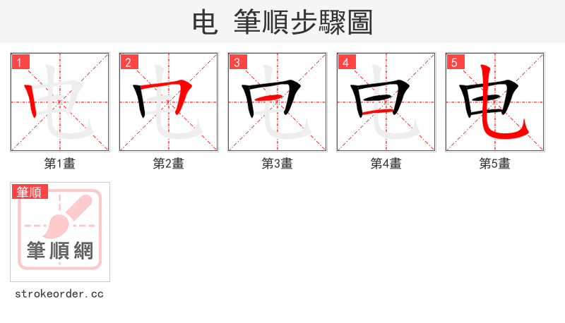 电 的笔顺分步演示