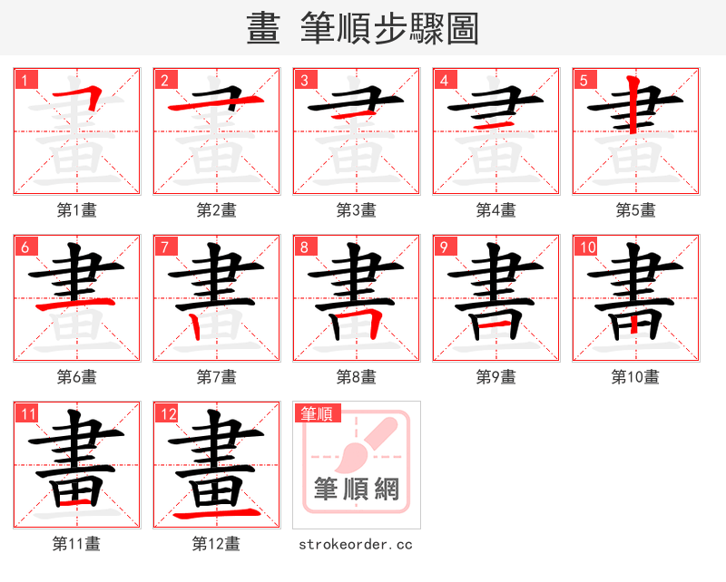 畫 的笔顺分步演示