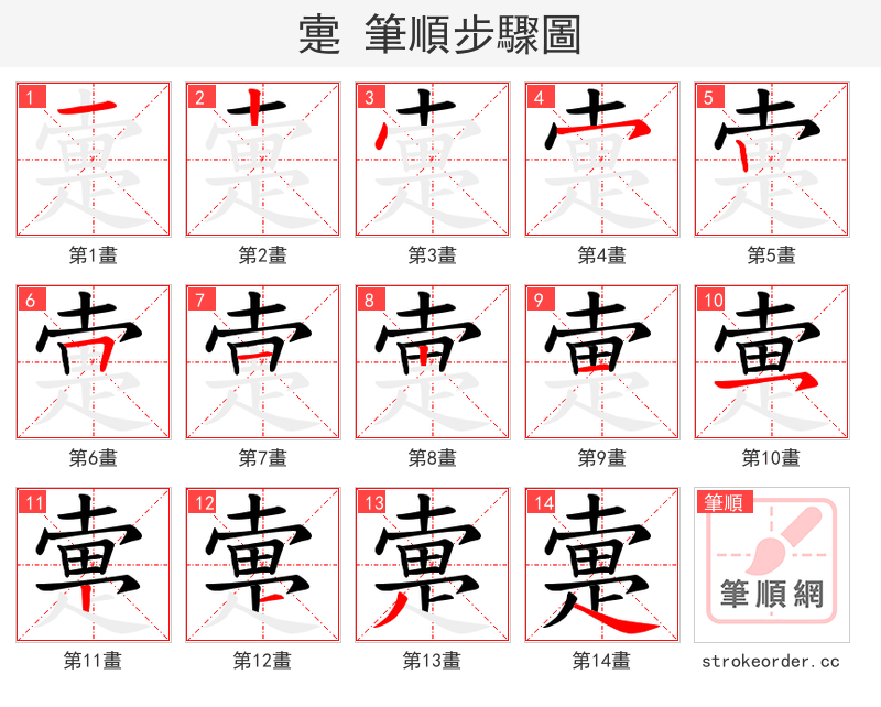 疐 的笔顺分步演示