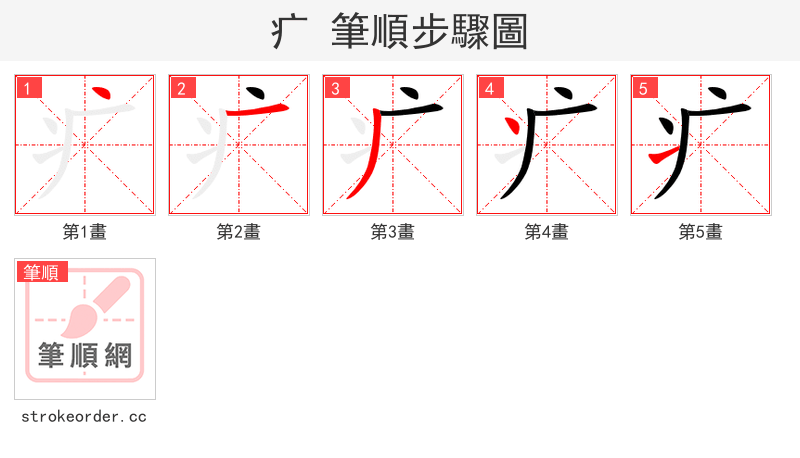 疒 的笔顺分步演示