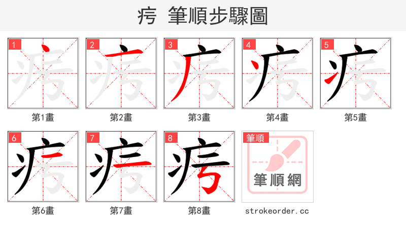 疞 的笔顺分步演示