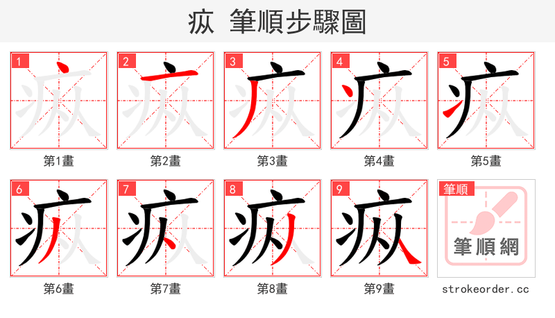疭 的笔顺分步演示
