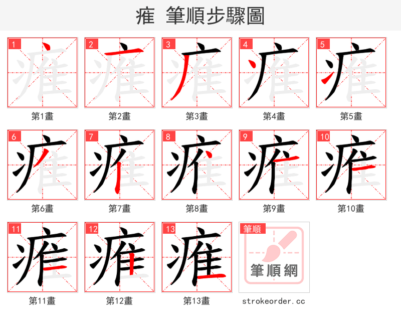 痽 的笔顺分步演示