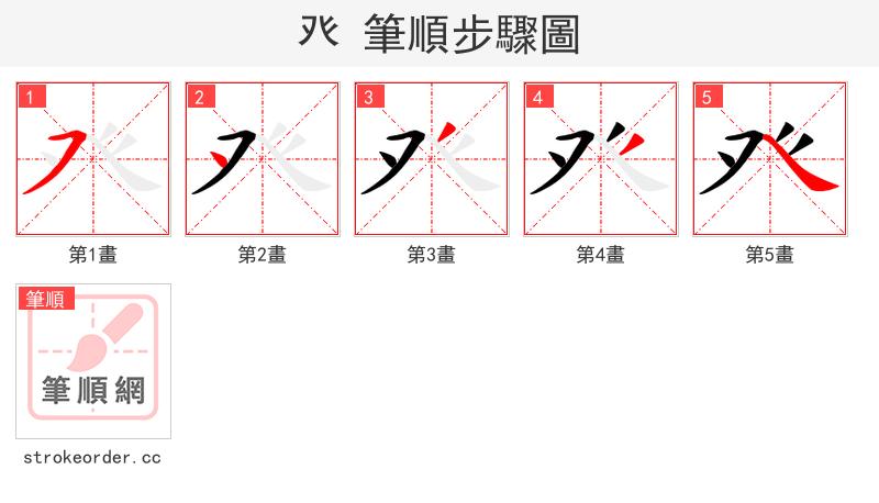 癶 的笔顺分步演示