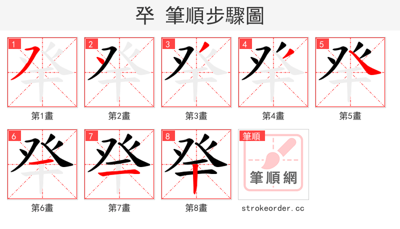 癷 的笔顺分步演示