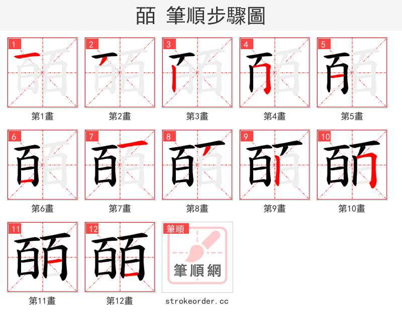 皕 的笔顺分步演示