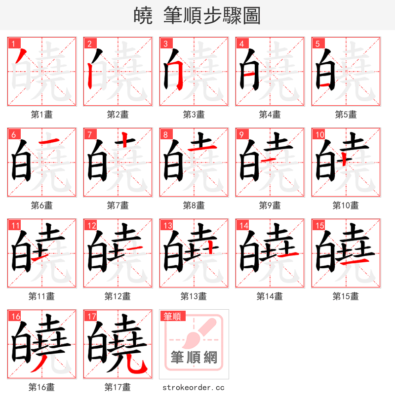 皢 的笔顺分步演示