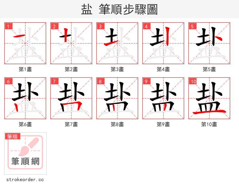 盐 的笔顺分步演示